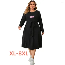 Plus Size Dresses 4xl 5xl 6xl 7xl 8xl Winter For Women Letters Print Vestidos Para Mujeres Evening Retro Formal