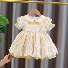 Girl Dresses Lolita Princess Dress Infant Toddler Summer Lace Floral Short Sleeve Party Baby Clothes 12M-5Y