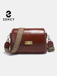 Evening Bags Zency Genuine Leather Vintage Designer Handbag For Women Large Capacity Shoulder Bag Brown Crossbody Bag Flap Bag Purse Sac 231207