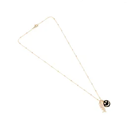 Pendant Necklaces Trendy Simple Copper Gold Plated Chain Zircon Letter Word Charm Necklace Heart And Funny Face Choker Jewelry Present