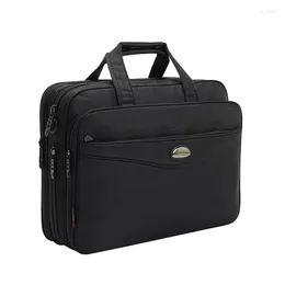 Briefcases 15.6 Inches Laptop Briefcase Men Business Waterproof Oxford Large Capacity Shoulder Strap Black Messenger Bag