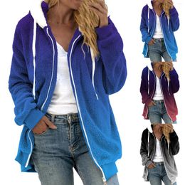 Women's Hoodies Coat Stitching Cute Hooded Pullover Sweatershirt Artificial Wool Outwear Fuzzy Fleece Jackets For Women