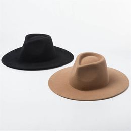 luxury- Wide Brim Porkpie Fedora Hat Camel Black 100% Wool Hats Men Women Crushable Winter Hat Derby Wedding Church Jazz Hats Y2002613