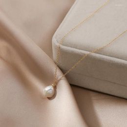 Pendants Lii Ji Pearl Choker Necklace 40-45cm 14K Gold Filled No Fade Freshwater Korean Female Necklaces Christmas Year Gift