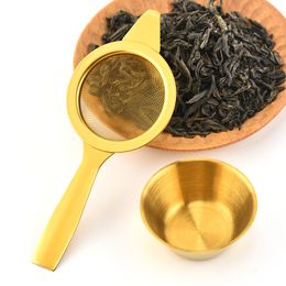 Filtri riutilizzabili per colino da tè fine con tazza Kongfu Infusore per teiera riutilizzabile in maglia di acciaio inossidabile con manico