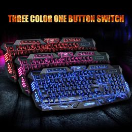 Keyboards Gaming USB Wired Keyboard Waterproof Cool LED 3 Colour Colourful Breathing Backlit For PC Laptop 231206