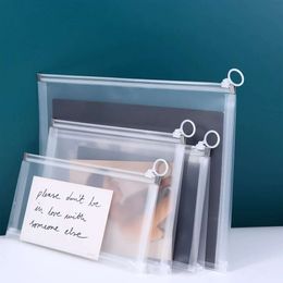 New Storage Holders Racks Stationery Storage Pouch Transparent Document Bag A4 A5 A6 Desk Office File Holder School Folder Zipper Pouch Loop Pull Organize