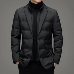 Men's Down Parkas 2023 Arrivals Business Casual Suit Jacket Top Grade Luxury 90 White Duck Ultralight Quilted Men Coat 231207
