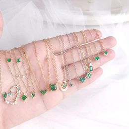 Pendants Silvology 925 Sterling Silver 12 Style Emerald Necklace Japanese Elegant Light Luxury For Women Birthday Jewellery