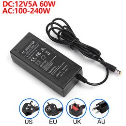 HONGPOE High quality power supply AC100-240V output 60W 12V5A 12V5A LED light monitoring AC and DC switching power adapter