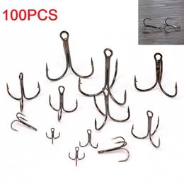 Fishing Hooks 100PCS Replaceable Fish Hooks High Carbon Steel Treble Hooks Fishing Tackle Fishing Accessories 10# 12# Optional 231207