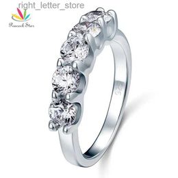 Solitaire Ring Peacock Star 1.25 Five 5 Stone Solid 925 Sterling Silver Ring Bridal Jewellery Wedding Band CFR8039 YQ231207
