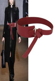 Belts 2021Trendy Wide Leather Corset Belt For Women Round Alloy Smooth Buckle Hip High Waist Bowknot Waistband Skirt Accessory7404598