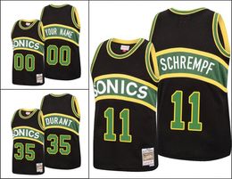 Seattle''SuperSonics''Men Kevin Durant Detlef Schrempf Reload Classic Maglia nera personalizzata