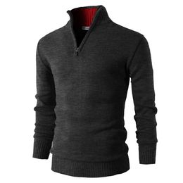 Polo Sweater Mens Casual Slim Fit Pullover Sweaters Long Sleeve Knitted Fabric Zip Up Mock Neck 173