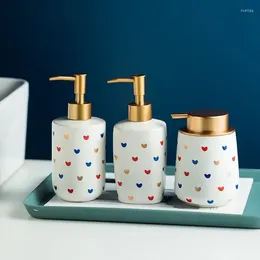 Liquid Soap Dispenser Portable Shaped Heart Shampoo Decor Bottling Press Luxury Ceramic Bottle Creative Moisture Gold Lotion Bathroom