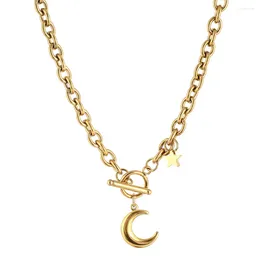 Pendant Necklaces MinaMaMa Stainless Steel Toggle Thick Chain With Star Moon Women's Fashion Jewelry Gift