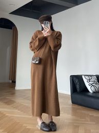 Solid Colour inner sweater dress, winter new Korean version long, knee length, lazy style, long