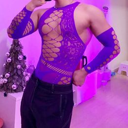 Gentleman Party Wear Erotic Club Dress With Glove Fishnet Lingerie Porno Costumes Sexy Underwear Fetish Gay Sissy Men Clothes