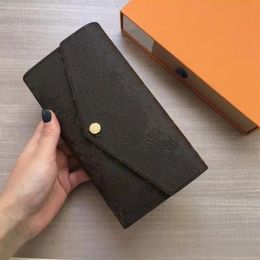 Designer Quality Woman wallet purse card holder case original box flower grid checkers zipper fashion lady clutch2353