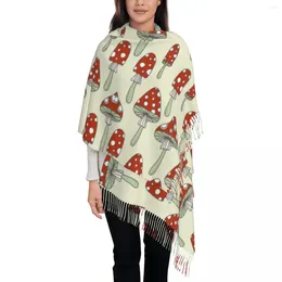 Scarves Mushroom Pattern Red Shawls Wraps For Ladies Warm Large Soft Scarf Cartoon Neckerchief Shawl