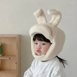 Berets Baby Earmuffs Cap Kids Ear Protection Hat Solid Lamb Fleece Children Beanies Winter Warm Headgear Kawaii