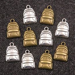Charms 20PCS 14X20mm 2 Color Wholesale Metal Alloy Bag Knapsack School Supplies Pendant For Jewelry Making DIY Handmade Craft