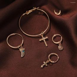 Dangle Earrings Punk Alloy Temperament Minimalist Cross Moon Starry Combination Set Jewelry Piercing For Women Y2k Access