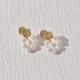 Stud Earrings Freshwater Pearl Flower With Versatile Temperament Mosquito Incense Plate Ear Clip Female Gift Wholesale