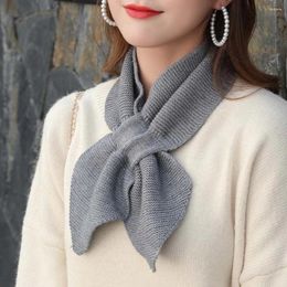 Scarves Women Cross Knitted Ladies Scarf Shawl Warm Neck Protection Winter Solid Colour Windproof Sweater Bowtie