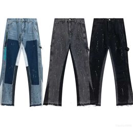 Designer Purple Jeans for Mens Fashion Mens Splicing Jeans Ripped Denim Pants Luxury Hip Hop Distressed Men Women Trousers Black Galleryes Dept01