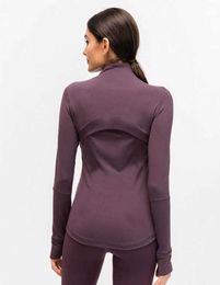 L-118 Autumn Winter New Zipper Jacket Quick-Drying outfit Yoga Clothes Long-Sleeve Thumb Hole Training Running Women Piglulu Slim