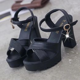 Dress Shoes Women Fish Mouth Platform High Heels Wedges Buckle 2024 Sandals Woman Party Footstep