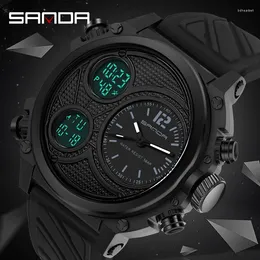 Wristwatches SANDA Digital Watch Men Military Sport Stopwatch Quartz Wristwatch Top LED Waterproof Male Electronic Clock 3002