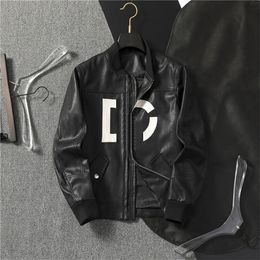 Male Leather Jacket Plus Size Black Mens Stand Collar Coats Leather Biker Jackets Motorcycle Leather Jacket