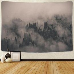 Tapestries Misty Forest Tapestry Hippie Panoramic Wallpaper Decoration For Bedroom Hanging Tapiz De Pared