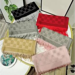 Stilvoller Damen-Kaschmirschal mit Vollbuchstaben-Aufdruck, weicher warmer Schal mit Etiketten, lange Schals für den Herbst und Winter, 6 Farben