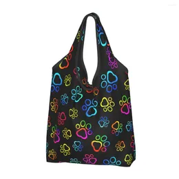 Shopping Bags Bright Paws Grocery Durable Large Reusable Recycle Foldable Heavy Duty Colourful Eco Bag Washable Lightweight