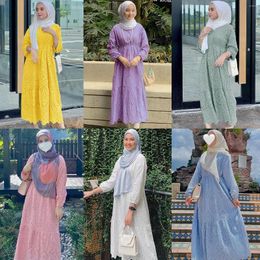 Casual Dresses Muslim Dress Women's Robes Southeast Asian Hollowed Out Lace Fashion Vestidos Elegantes Para Mujer
