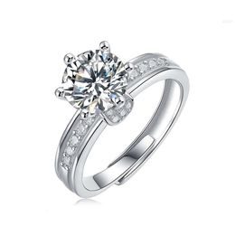 Scene Modern 925 Sterling Silver 1ct Vvs d Colour Moissanite Diamond Ring Women Claw Setting Adjustable Accessories Rings