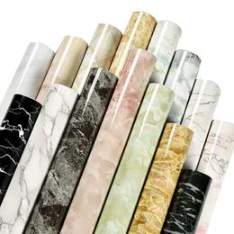 Tapety 40CMX1M Winylowe marmurowe naklejki ścienne Wodoodporne wodoodporne ciągłe tapeta papier kontaktowy do dekoracji kuchennej naklejka 231207