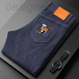 Men's Jeans designer jeans Light Luxury 3D Embroidered Flower Horse Head Autumn Thin High end Washed H Family Slim Fit Casual Pants W06S