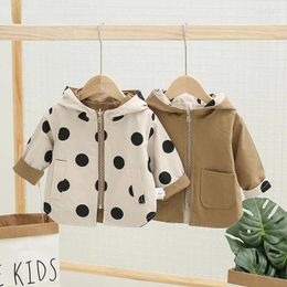 Jackets Reversible Jacket Coats Baby Boys Girl Polka Dot Spring Autumn Parkas Coat For Hooded Outerwear Children Clothes
