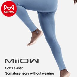 Men's Thermal Underwear MiiOW 2pcs Men Thermal Underwear 50S Pure Cotton Winter Warm Pants Man Soft Elastic Bottoms Long Johns Men's U Convex Leggings 231206