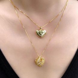 Pendant Necklaces Vintage Lover Heart Open & Close Necklace Gold Color Chain Choker For Women Cubic Zircon Fashion Party Jewelry Gift 2023