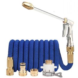 Garden Hoses Expandable Magic Hose Pipe High-Pressure Car Wash Hose Adjustable Spray Flexible Home Garden Watering Hose Cleaning Water Gun 231206