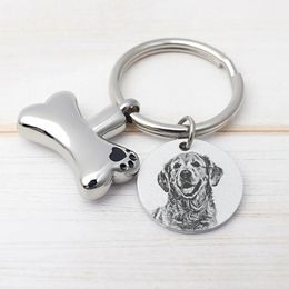 Key Rings Personalized Pet Urn Keychain Dog Chain Po Ashes Jewelry Memorial Cat Cylinder Cremation Keyring 231206