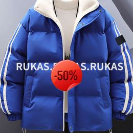 Christmas Discount Mens Hoodies Sweatshirts Trend Cottonpadded Coat Men 2023 New Japanese Fresh Three Stripes Thick Hooded Jacket Lovers Casual Standing Collar W