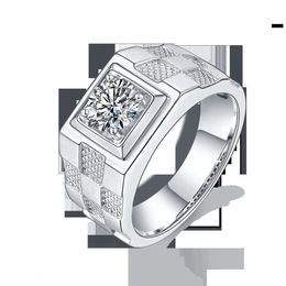 2024 Fine Silver Jewelry S925 Sterling White 14k 18k Gold Plated 1ct 6.5mm Wedding Men Moissanite Ring for Men's