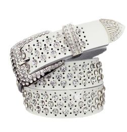 New trendy fashion luxury designer super glittering diamond zircon crystal beautiful leather belt for woman 110cm 36ft9304594